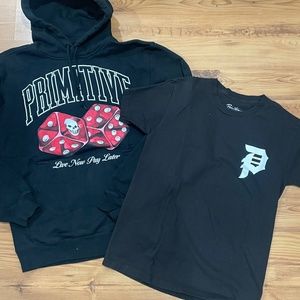 Mens Primitive dice sweatshirt and tee SZ small